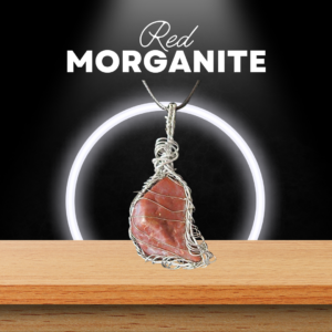 Red morganite wire wrapped pendant