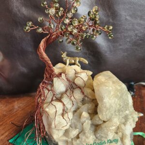 A hand-formed copper tree rooted in quartz, with Czech glass and a brass fox. Where Fox Stands Listening honours awareness, patience, and the wisdom found in stillness and attention.