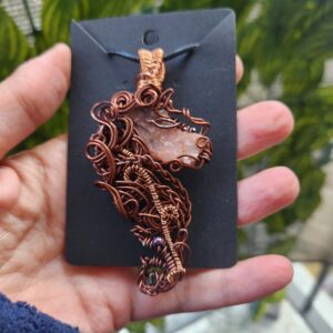 Whispers Through the Veil - This one-of-a-kind wearable art piece was created freeform — no molds, no pattern, no duplication. The flowing copper weaves organically around the stone, creating movement, depth, and texture from every angle.