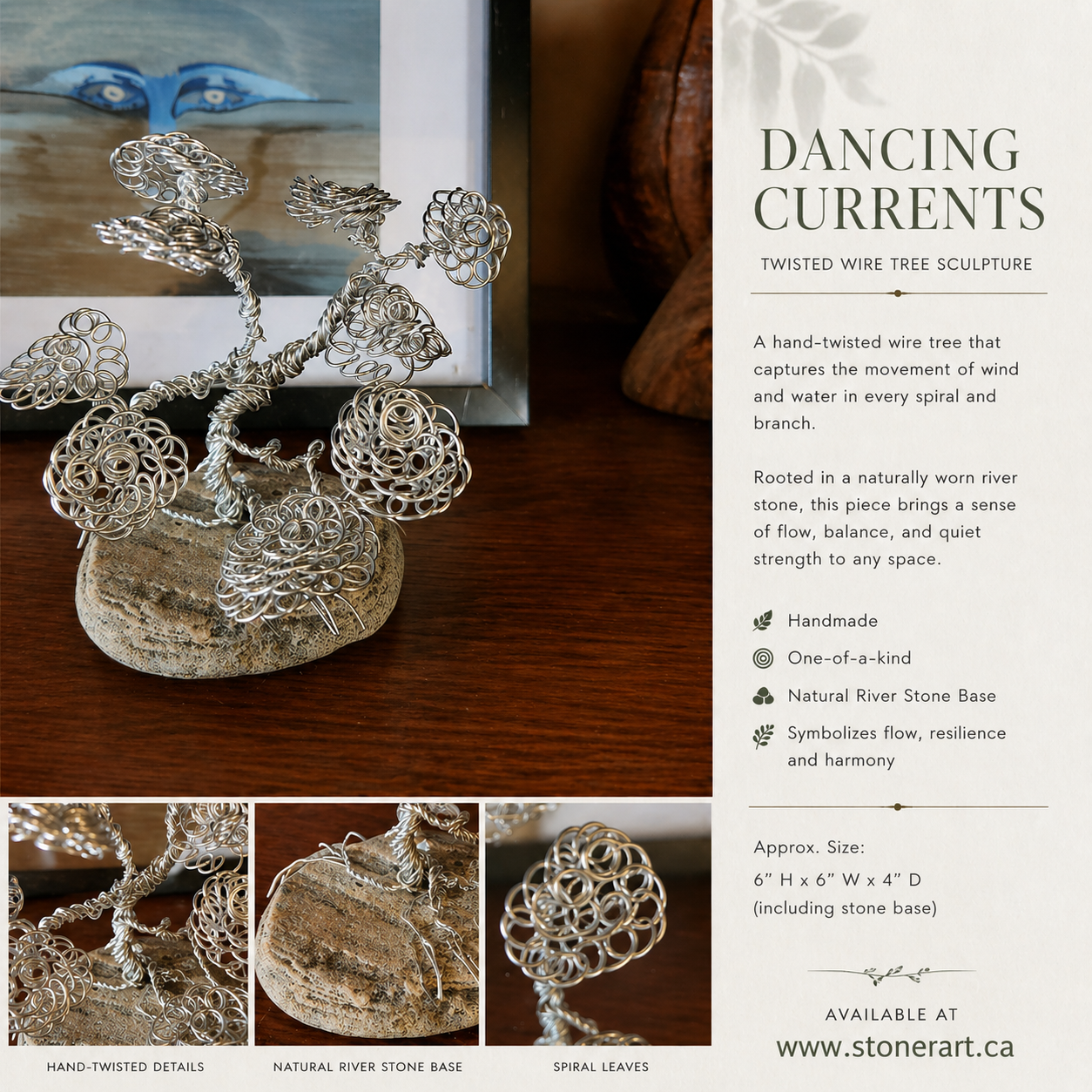 Dancing currents - wire tree sculpture